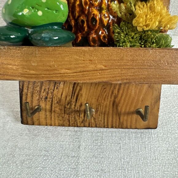 Rock Owl Tree 3 -Key Holder 6" tall Wooden 1980s Vintage Rare from Germany - Picture 3 of 5